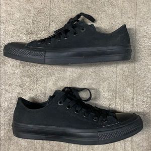 Converse all black Chuck Taylor lows with Lunarlon